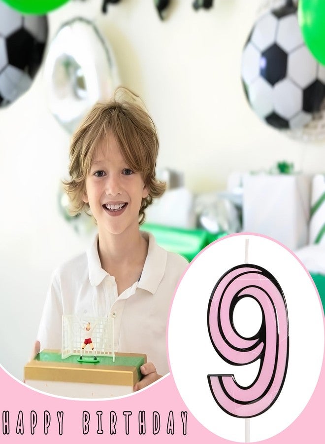 OGnomiFX Pink Soccer Birthday Candle - Number 9 Candle, Pink & Black Cake Topper for Girls and Boys, Sport Soccer Birthday Party Decorations - Image 5